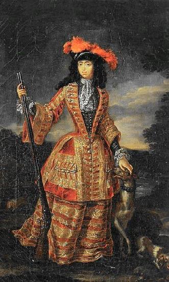 Jan Frans van Douven Anna Maria Luisa de' Medici in hunting dress Spain oil painting art